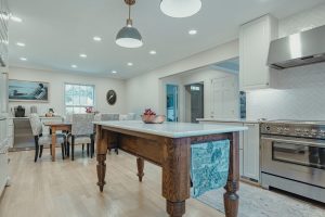 Bethesda kitchen opened to the dining room after remodeling